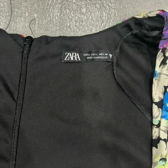 [L]ZARA WMN Multicoloured Floral Viscose LS Pencil Dress Sweetheart  Zip - Picture 7 of 13